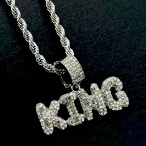 Silver 'KING' Pendant Necklace